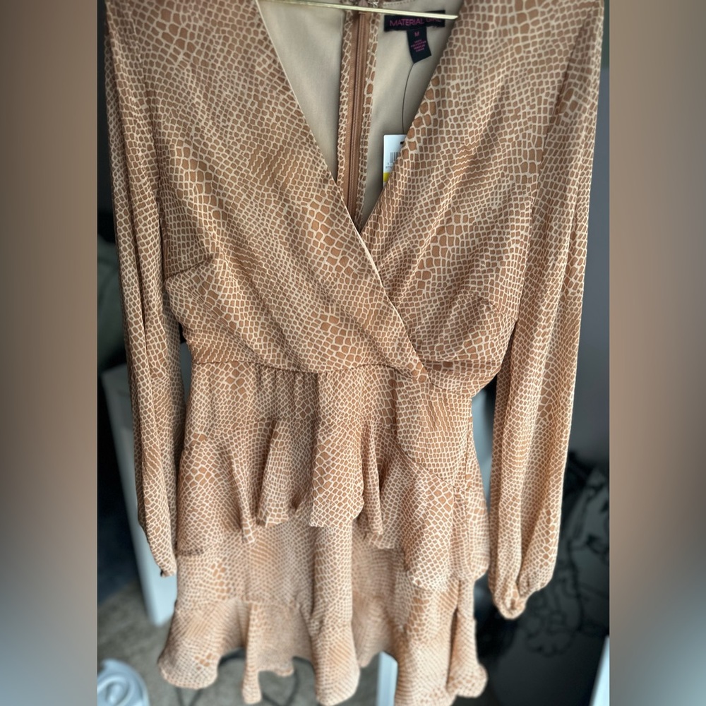 Material Girls Tan Long Sleeve Mini Dress